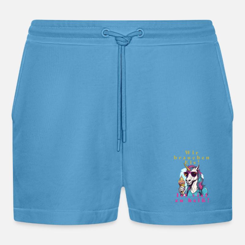 Einhorn Eis vs. Hitze - Organic Relaxed Cropped Shorts Made in EU - Sol Blue