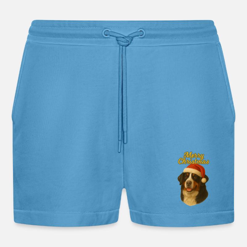 Berner Sennenhund Merry Christmas Pullover - Organic Relaxed Cropped Shorts Made in EU -  Sol Blue
