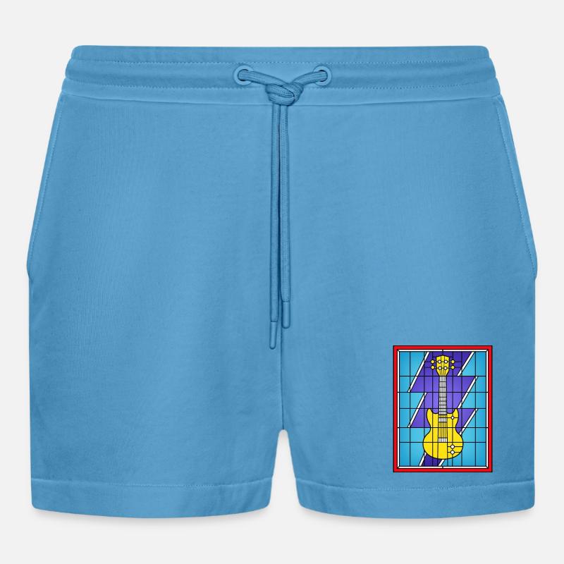 Buntglasgelbe E-Gitarre - Organic Relaxed Cropped Shorts Made in EU -  Sol Blue