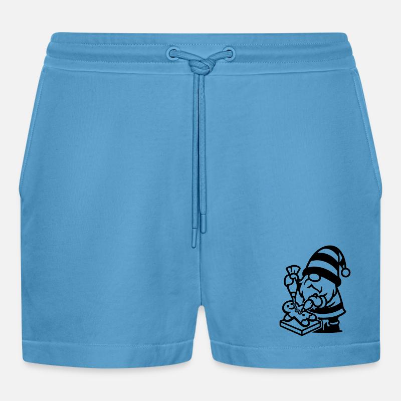 Gingerbread Baking Gnome - Organic Relaxed Cropped Shorts Made in EU -  Sol Blue