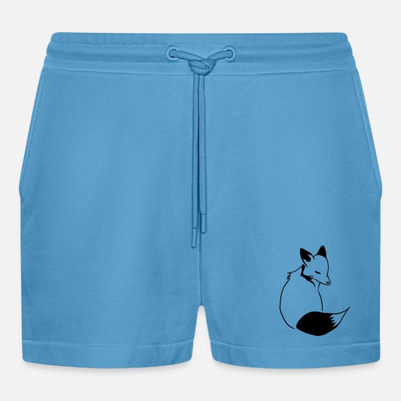 Fuchs Comic: Schlau, Foxy & Manga Style - Organic Relaxed Cropped Shorts Made in EU -  Sol Blue