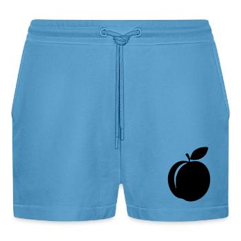 Pfirsich-Silhouette – süßes Sommerdesign - Organic Relaxed Cropped Shorts Made in EU -  Sol Blue - Vorne
