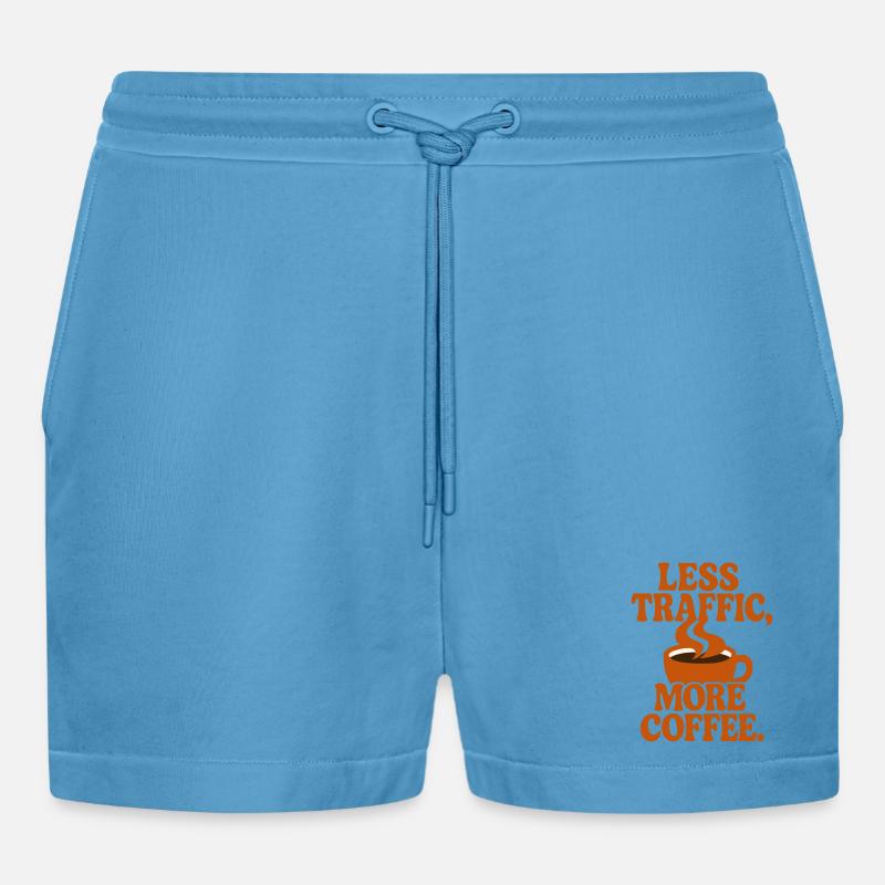 Productivité Caféinée : Zéro Perte de Temps - Organic Relaxed Cropped Shorts Made in EU -  Sol Blue