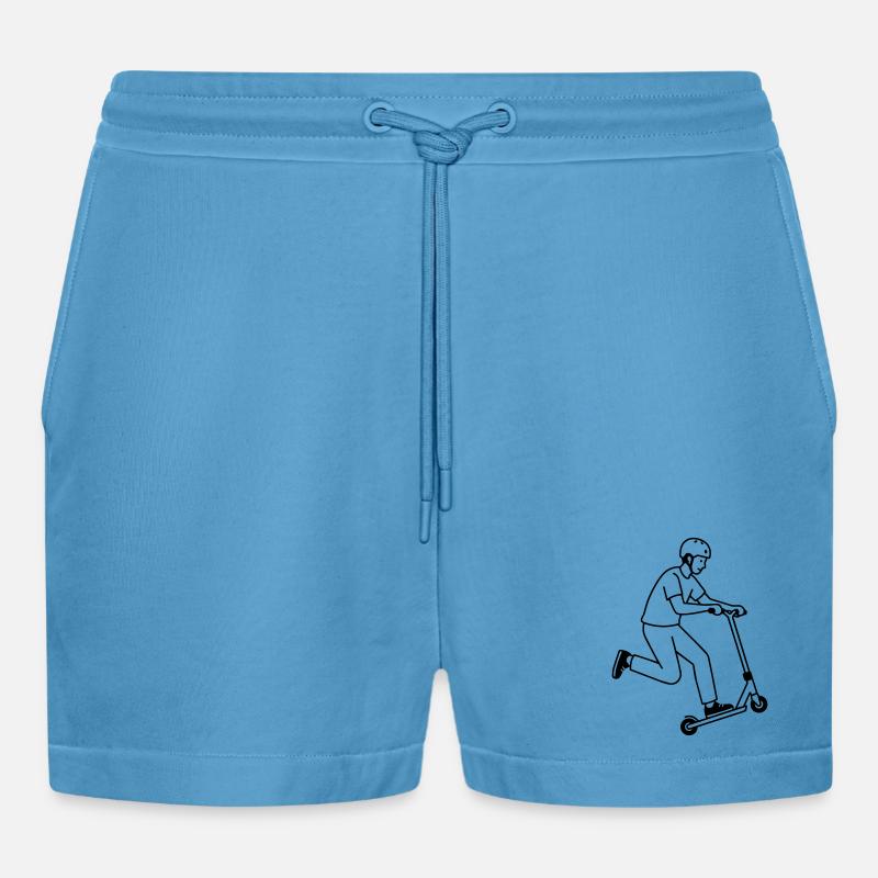 Stuntroller - Organic Relaxed Cropped Shorts Made in EU -  Sol Blue
