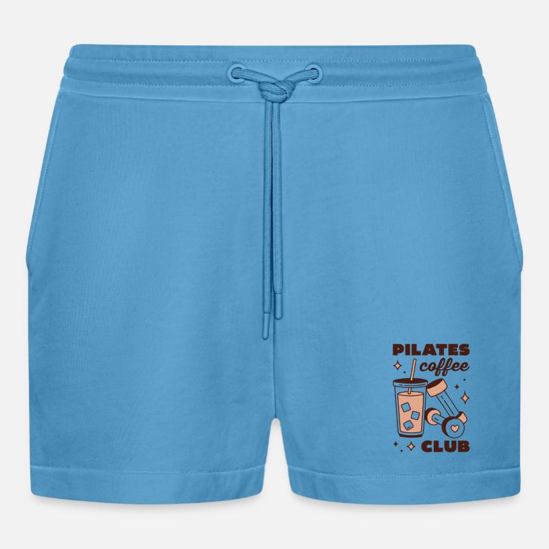 Pilates-Eiskaffee-Latte-Mädchen-Ästhetik - Organic Relaxed Cropped Shorts Made in EU -  Sol Blue