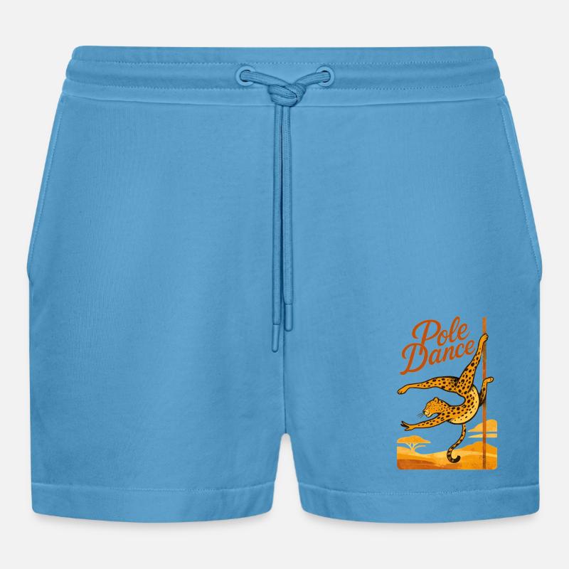 Pole Dance Leopardin Poledancerin Geschenk - Organic Relaxed Cropped Shorts Made in EU -  Sol Blue