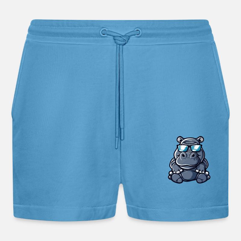 Nilpferd Cool Comic - Organic Relaxed Cropped Shorts Made in EU -  Sol Blue