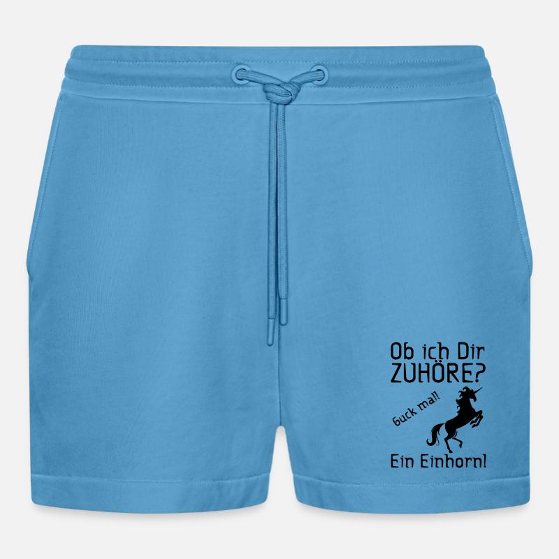 Guck mal! Ein Einhorn! Geschenk - Organic Relaxed Cropped Shorts Made in EU -  Sol Blue