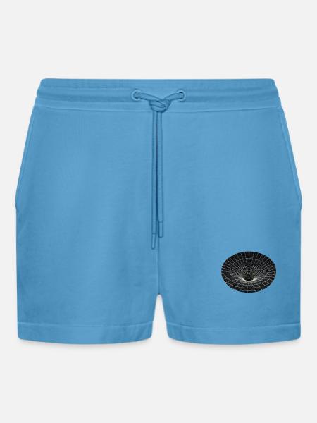 Vortex Grid Wormhole - Organic Relaxed Cropped Shorts Made in EU - Sol Blue