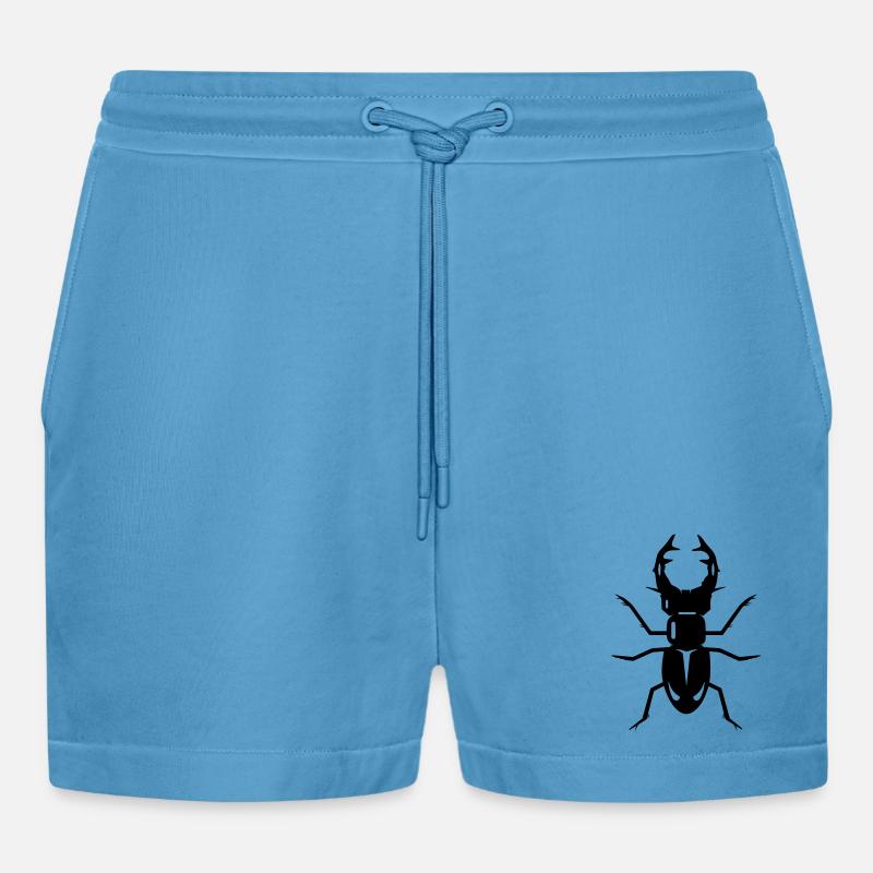 stilisierter Hirschkäfer mit prächtigen Geweih - Organic Relaxed Cropped Shorts Made in EU -  Sol Blue