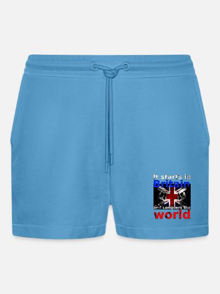 Britain - Organic Relaxed Cropped Shorts Made in EU - Sol Blue