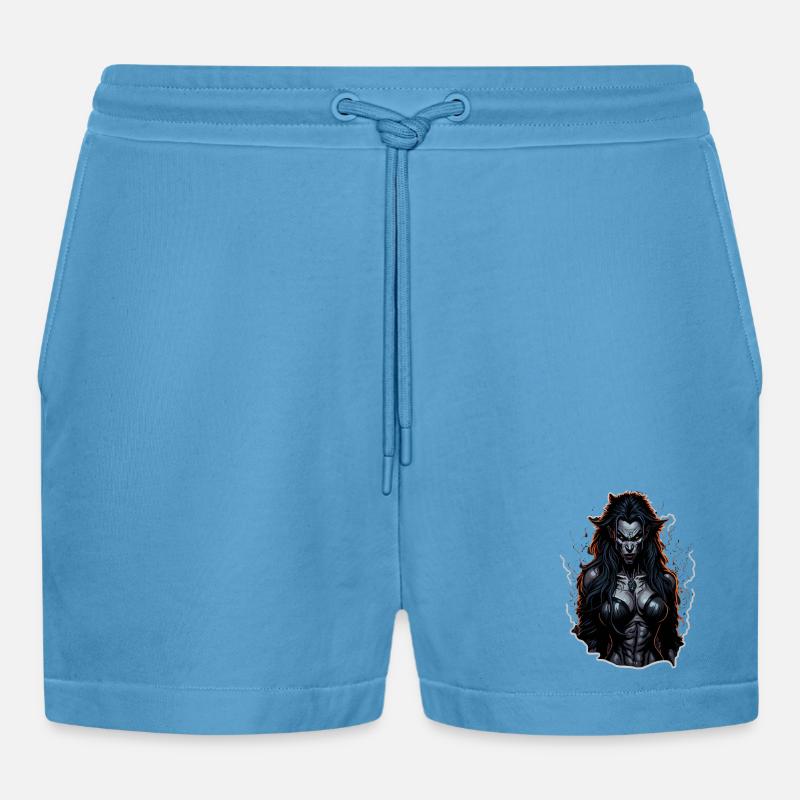 Werwolf Weibchen Dunkle Feuer-Aura - Organic Relaxed Cropped Shorts Made in EU -  Sol Blue