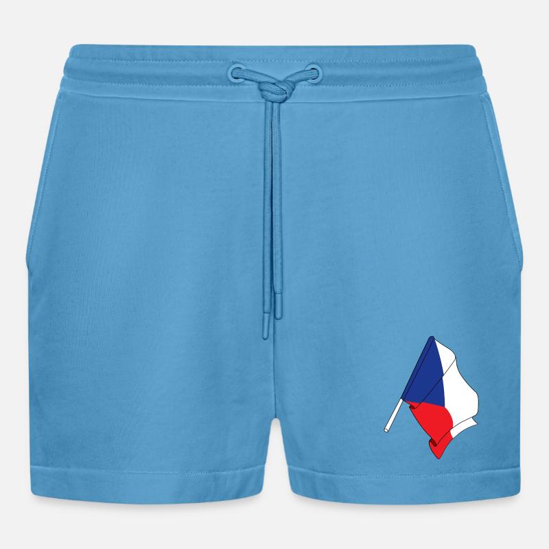 Flagge der Tschechischen Republik - Organic Relaxed Cropped Shorts Made in EU -  Sol Blue
