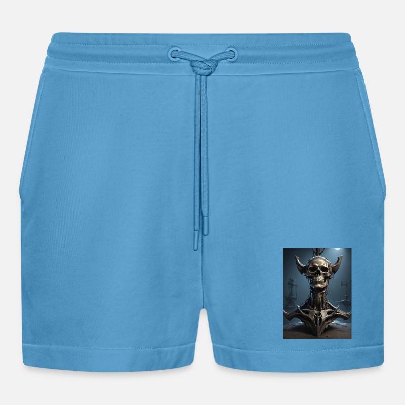 Stählernes Skelett mit Hörnern - Organic Relaxed Cropped Shorts Made in EU - Sol Blue