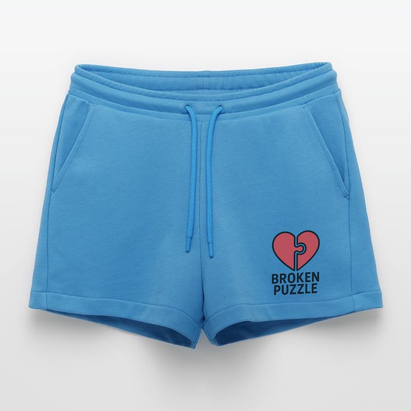 Puzzled heart design Organic Relaxed Cropped Shorts Made in EU