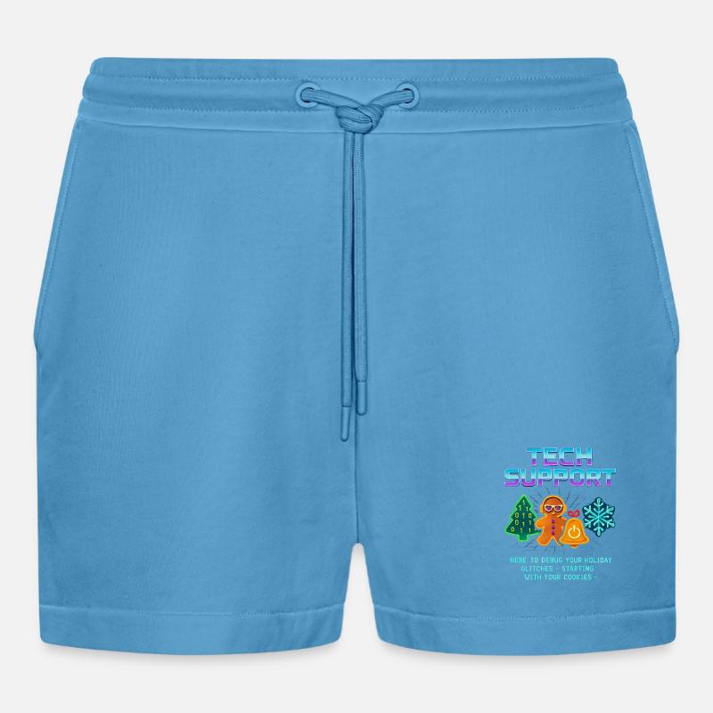 Funny Technical Support Debug Christmas - Organic Relaxed Cropped Shorts Made in EU -  Sol Blue