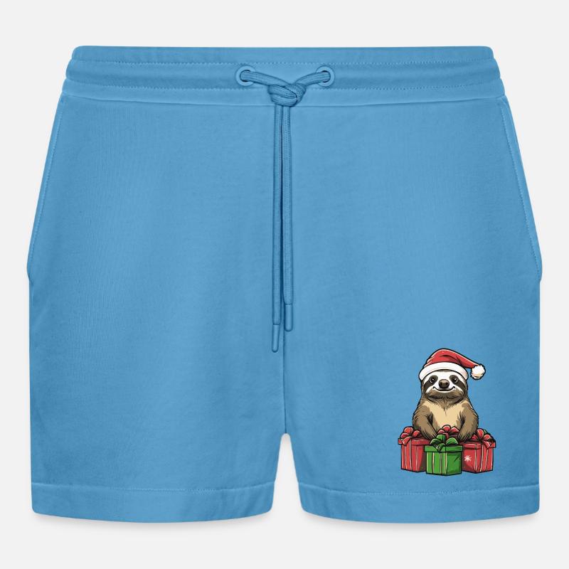 Faultier Weihnachten Geschenke - Organic Relaxed Cropped Shorts Made in EU -  Sol Blue