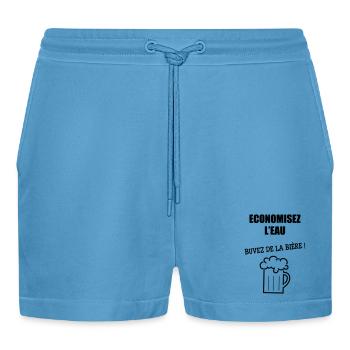 Wasser sparen, Bier trinken - Organic Relaxed Cropped Shorts Made in EU -  Sol Blue - Vorne