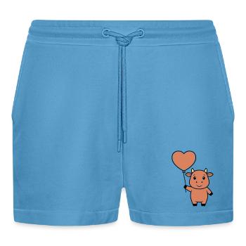 Süße Kuh Herz Ballon Liebe Vektor - Organic Relaxed Cropped Shorts Made in EU -  Sol Blue - Vorne