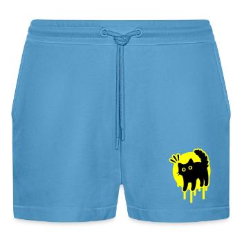 Kater Katze - Organic Relaxed Cropped Shorts Made in EU -  Sol Blue - Vorne