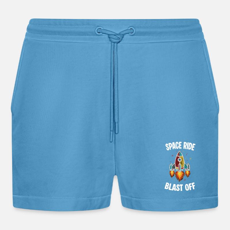 Fusée Espace Retro Scribble Blast Off - Short bio décontracté court fabriqué en UE -  Sol Blue