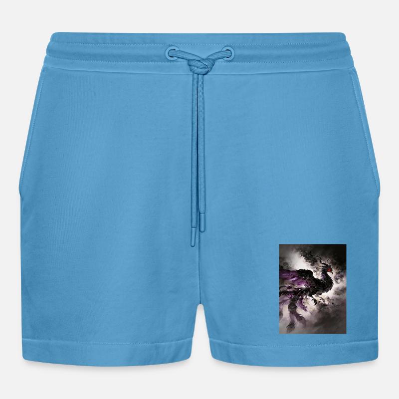 Le Crépuscule du Phénix Noir : Éclipse - Organic Relaxed Cropped Shorts Made in EU - Sol Blue