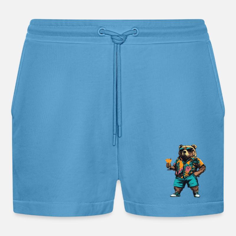 Bär Comic Sommer - Organic Relaxed Cropped Shorts Made in EU -  Sol Blue