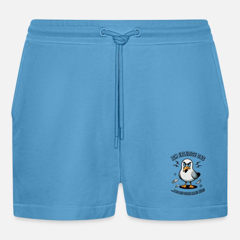 Möwe Seevogel Nen scheiss muss ich - Organic Relaxed Cropped Shorts Made in EU - Sol Blue