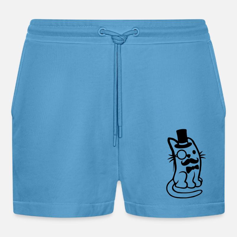 Herr Katze Bart Mann - Organic Relaxed Cropped Shorts Made in EU -  Sol Blue
