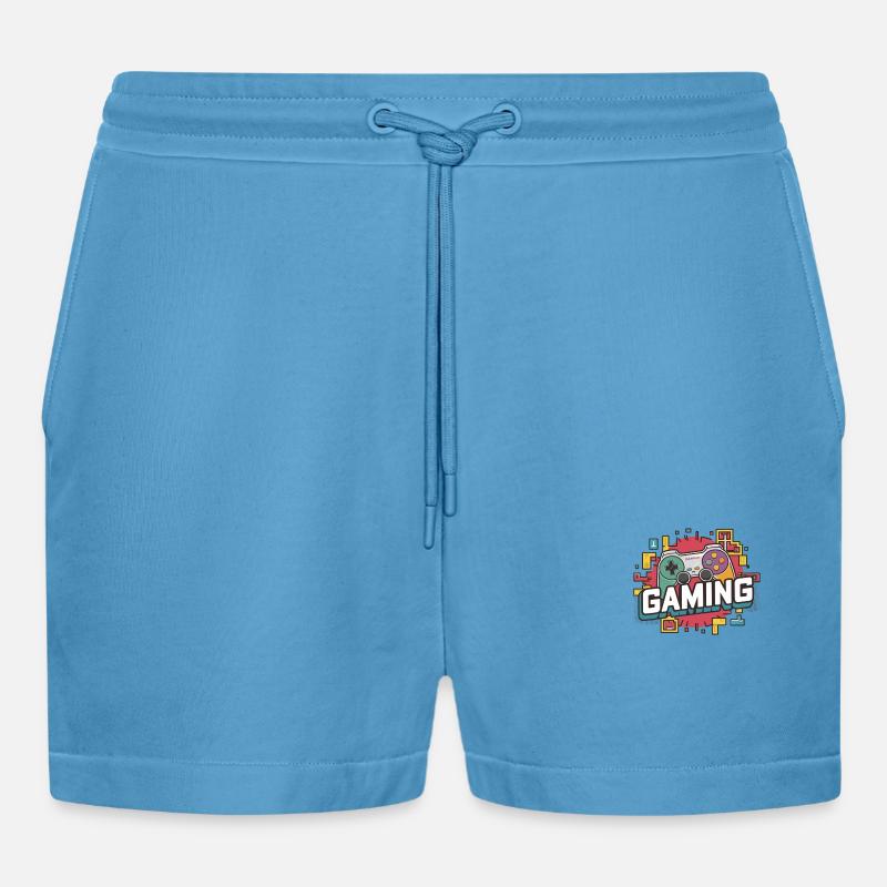 Gaming - Controller - Organic Relaxed Cropped Shorts Made in EU -  Sol Blue