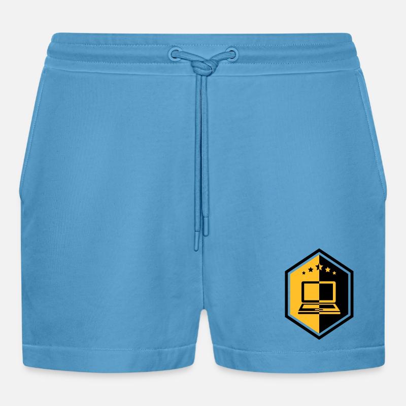 Computing / Informatik / Informatique - Organic Relaxed Cropped Shorts Made in EU -  Sol Blue