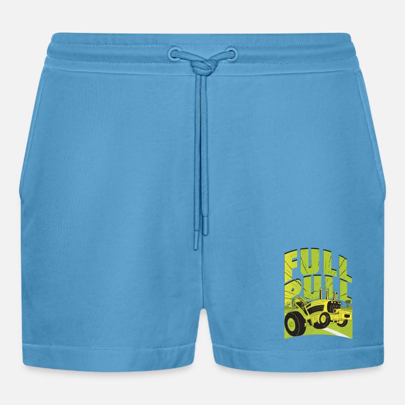 Tractor Pulling - Organic Relaxed Cropped Shorts Made in EU -  Sol Blue