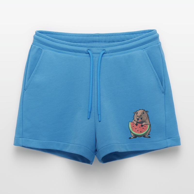 Capybara mangeant de la pastèque Short bio décontracté court fabriqué en UE