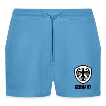 Federal Eagle Coat of Arms Germany - Organic Relaxed Cropped Shorts Made in EU -  Sol Blue - Front