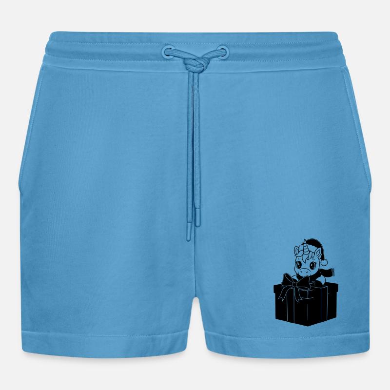 Weihnachts-Einhorn im Geschenk - Organic Relaxed Cropped Shorts Made in EU -  Sol Blue