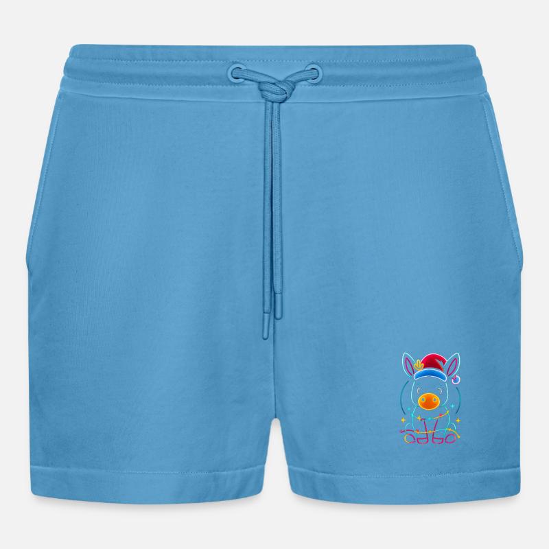 Donkey Elf Christmas Funny Gift - Organic Relaxed Cropped Shorts Made in EU -  Sol Blue