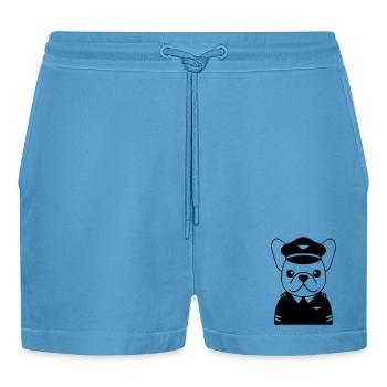 Frenchie Pilot Uniform Schwarz - Organic Relaxed Cropped Shorts Made in EU -  Sol Blue - Vorne
