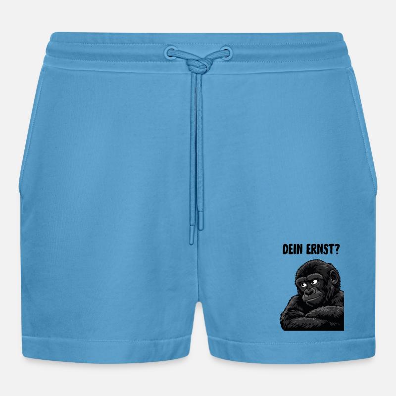Affe mit skeptischem Blick - dein ernst? - Organic Relaxed Cropped Shorts Made in EU -  Sol Blue