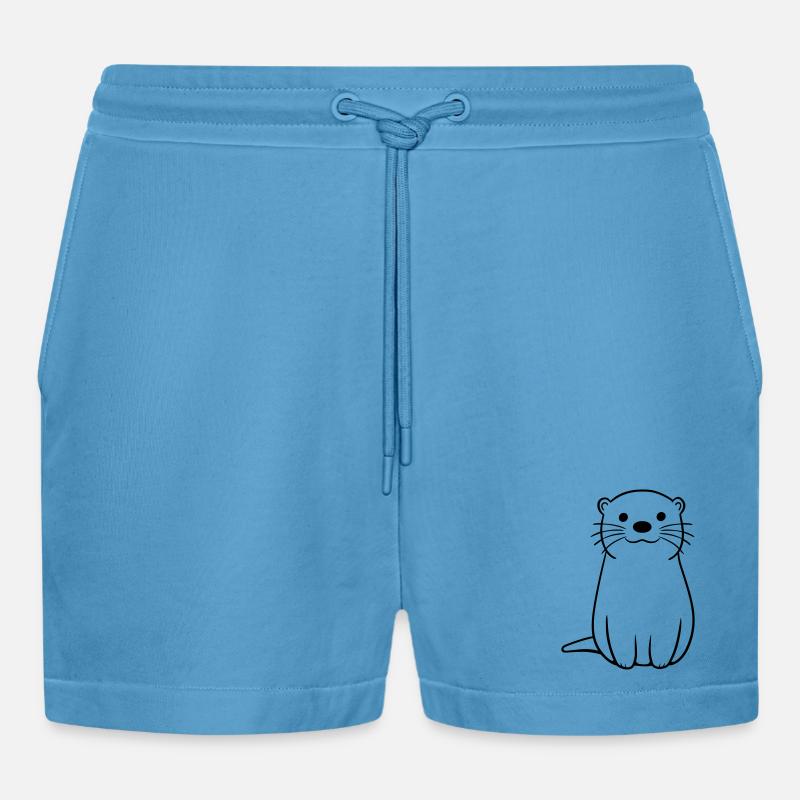 otter - Organic Relaxed Cropped Shorts Made in EU -  Sol Blue
