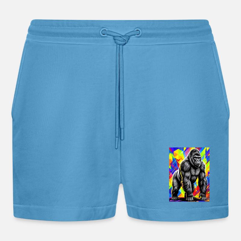 Gorilla - Organic Relaxed Cropped Shorts Made in EU -  Sol Blue
