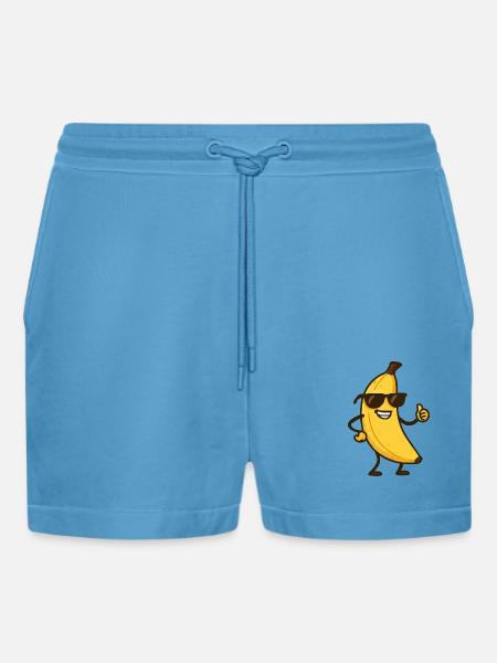 Banana Comic - Organic Relaxed Cropped Shorts Made in EU -  Sol Blue