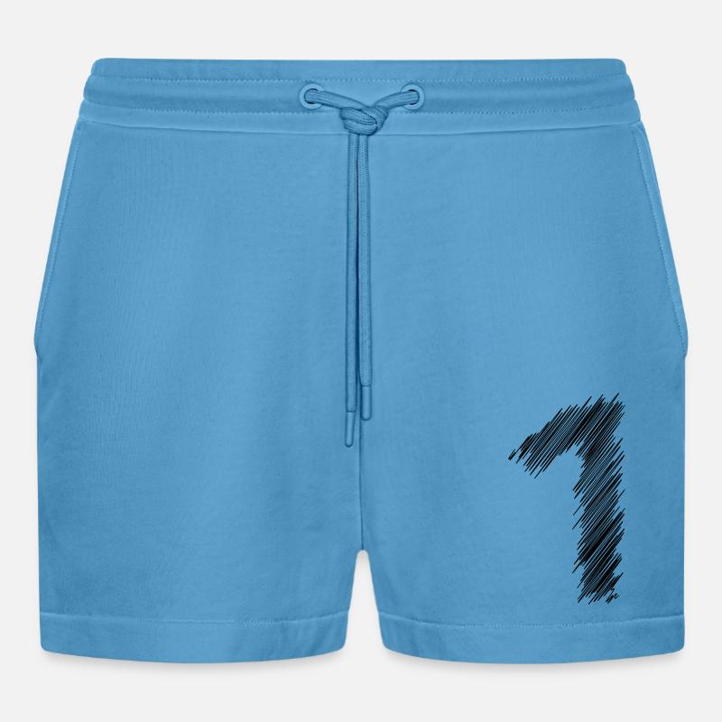 1 Schraffur Design - Organic Relaxed Cropped Shorts Made in EU -  Sol Blue