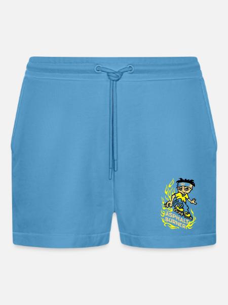 Asphalt burner - Organic Relaxed Cropped Shorts Made in EU - Sol Blue