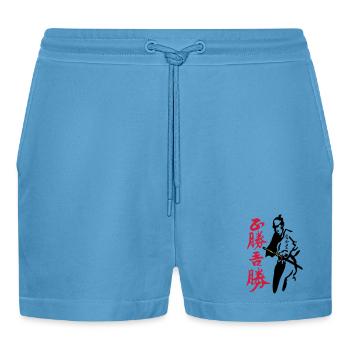 Bushi Night Hunter - Organic Relaxed Cropped Shorts Made in EU -  Sol Blue - Vorne