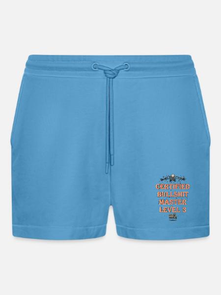 Certified Bullshit Master Level 3 - Organic Relaxed Cropped Shorts Made in EU -  Sol Blue