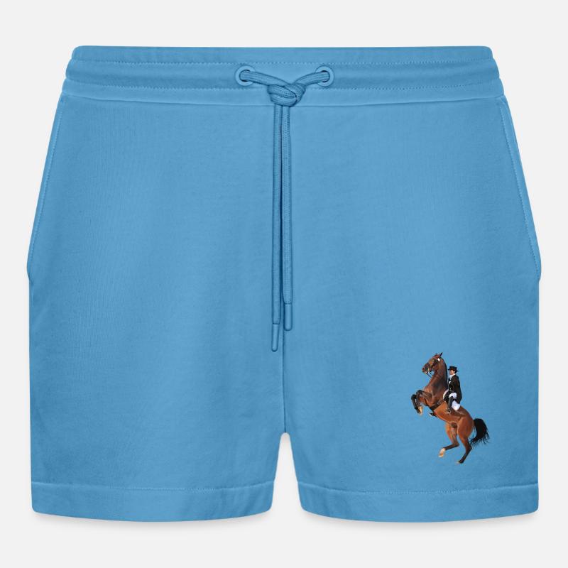 Eleganter Reiter auf Springendem Pferd - Organic Relaxed Cropped Shorts Made in EU -  Sol Blue