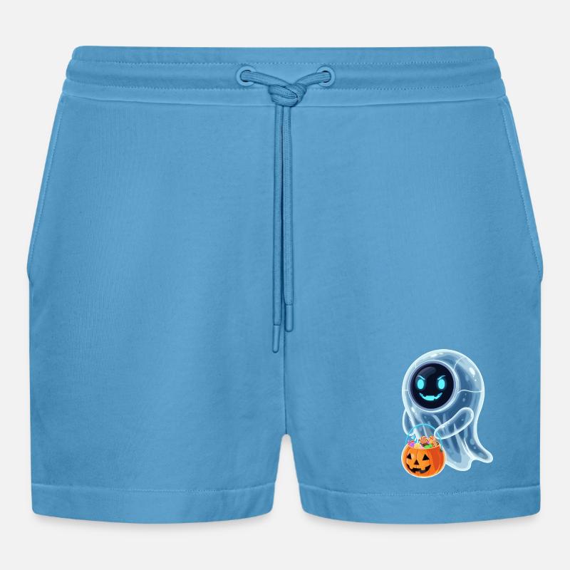 Roboter Geist mit Kürbiseimer - Organic Relaxed Cropped Shorts Made in EU -  Sol Blue