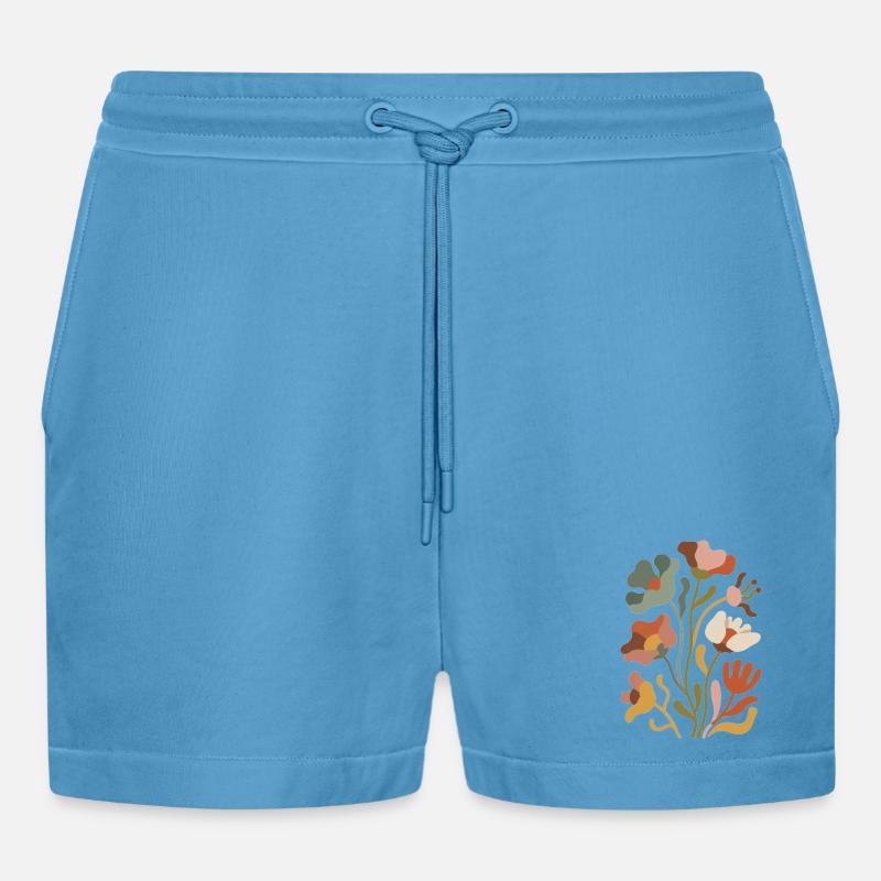 Boho Wildblumen – Blühende Harmonie - Organic Relaxed Cropped Shorts Made in EU - Sol Blue