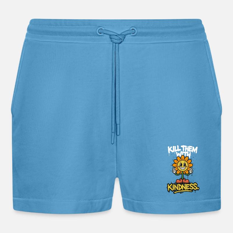 Kill Them With Kindness – Just smile - Organic Relaxed Cropped Shorts Made in EU -  Sol Blue