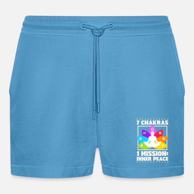 7 Chakren – Innerer Frieden - Organic Relaxed Cropped Shorts Made in EU -  Sol Blue